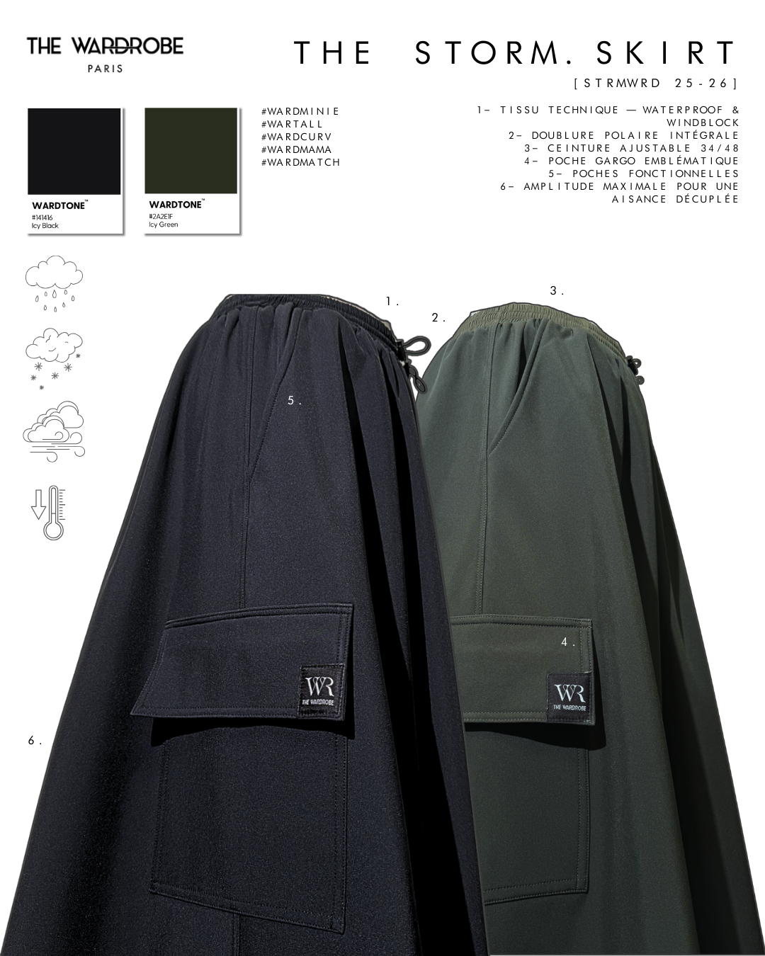 THE STORM SKIRT — Maxi jupe cargo technique imperméable
