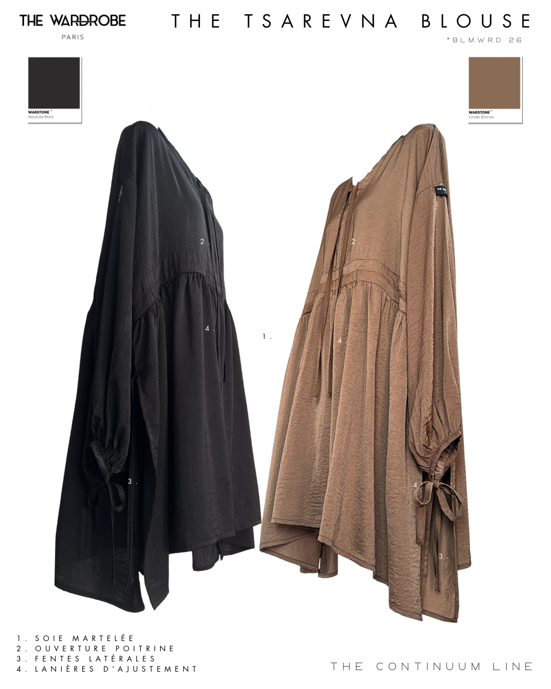 THE TSAREVNA BLOUSE — Blouse ajustable en soie martelée