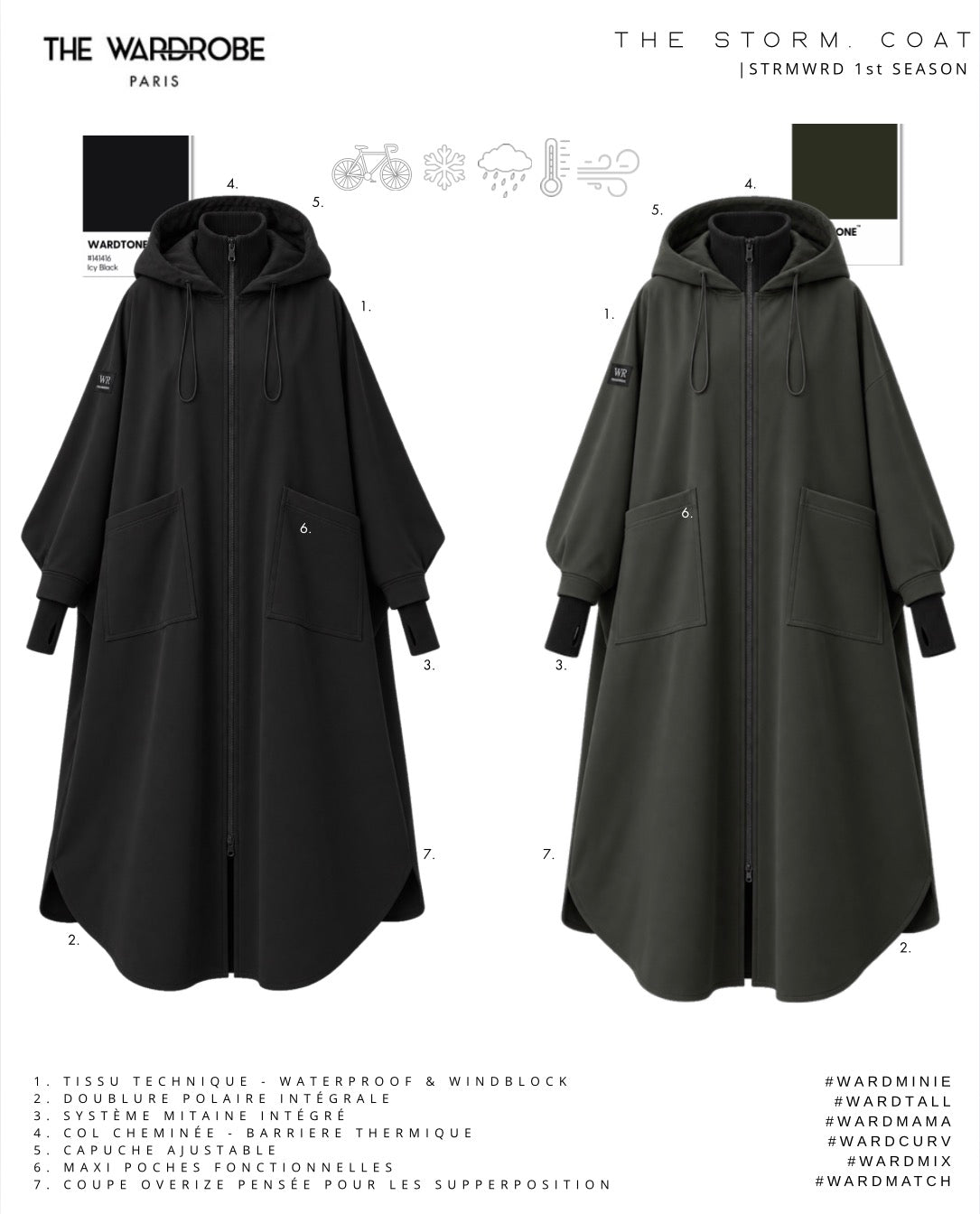 THE STORM COAT — Manteau technique oversize à capuche et mitaines