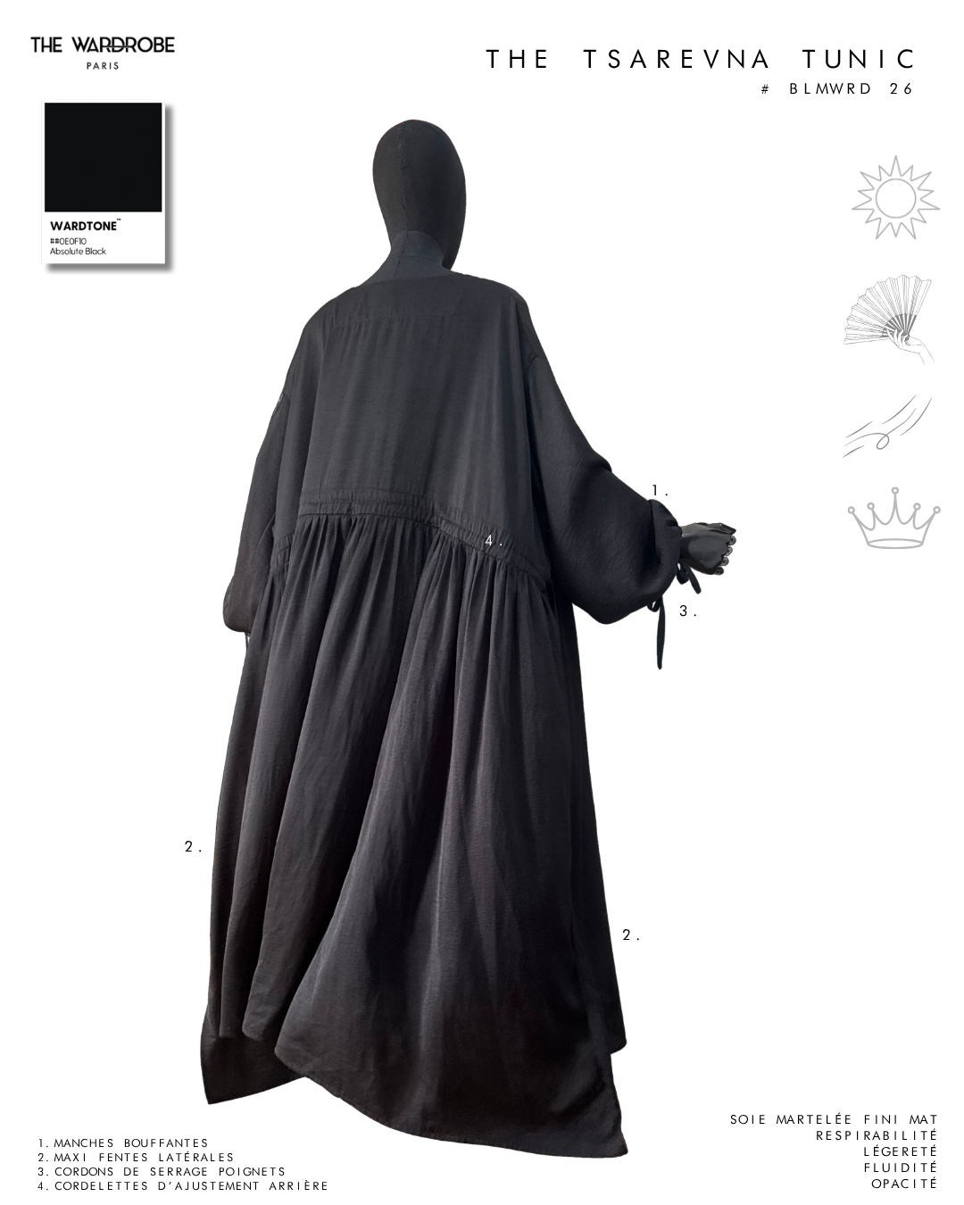 THE TSAREVNA TUNIC — Tunique longue ajustable en soie martelée