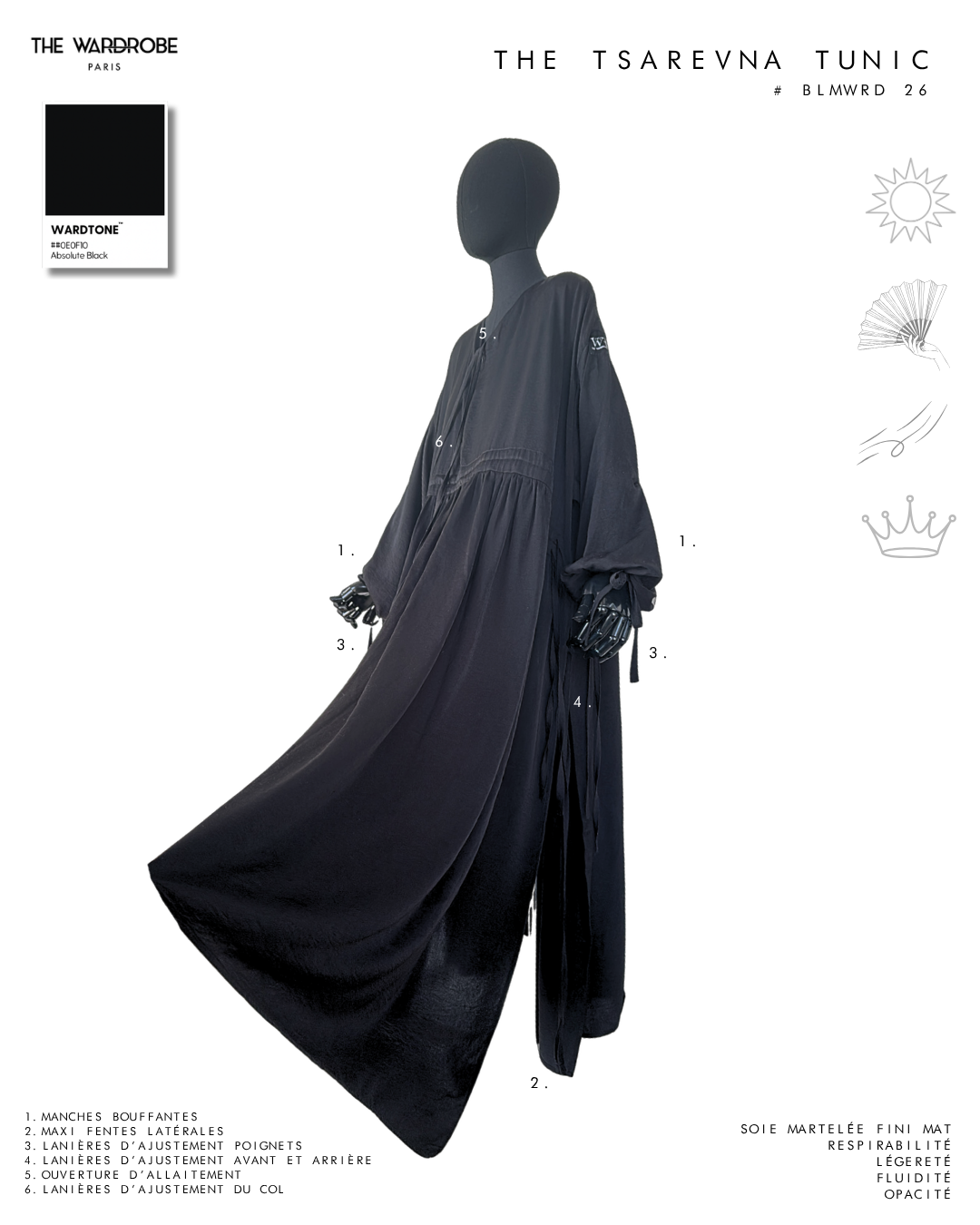 THE TSAREVNA TUNIC — Tunique longue ajustable en soie martelée