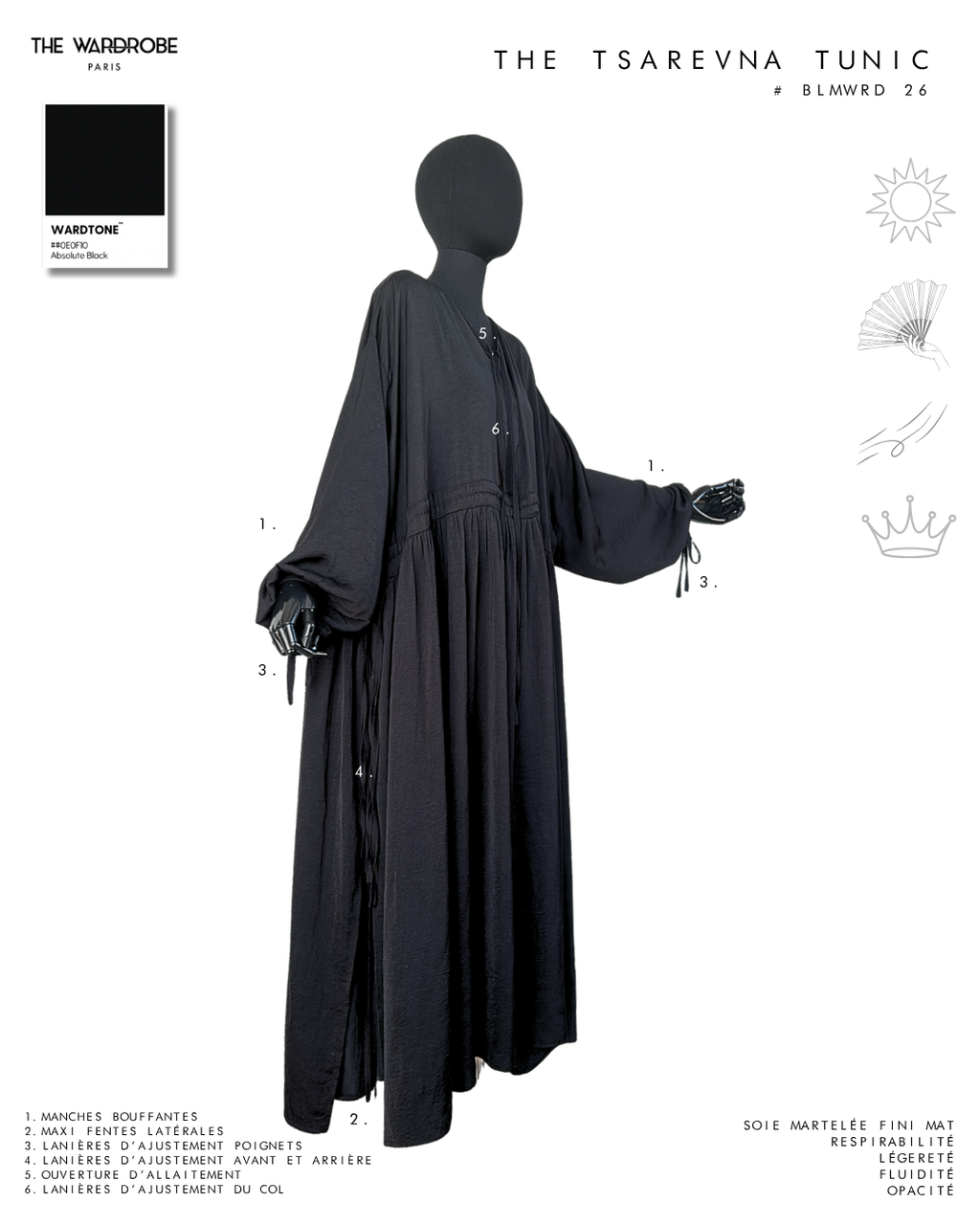 THE TSAREVNA TUNIC — Tunique longue ajustable en soie martelée
