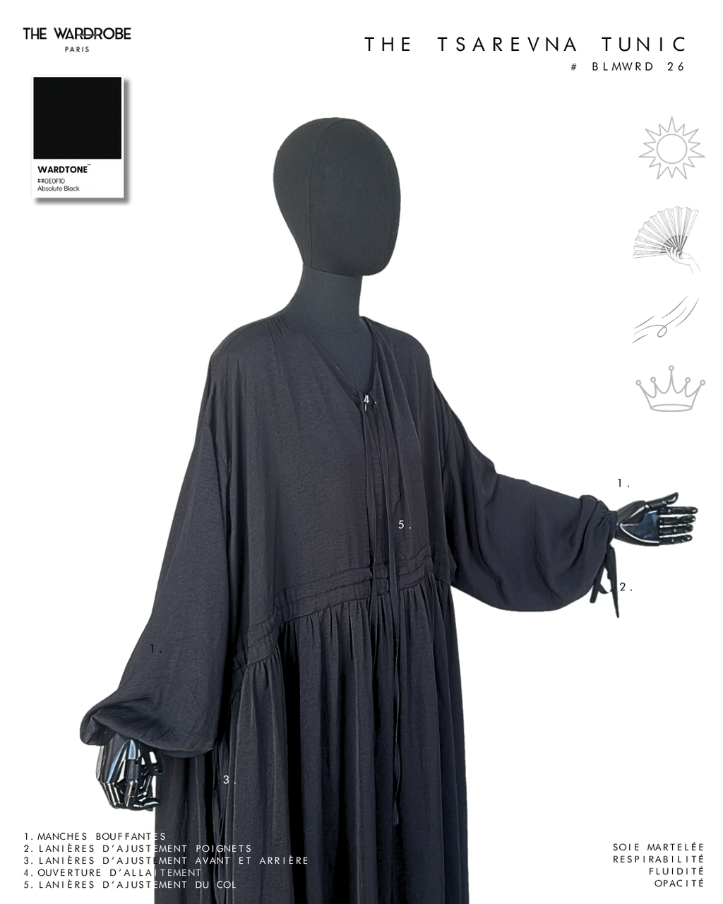 THE TSAREVNA TUNIC — Tunique longue ajustable en soie martelée