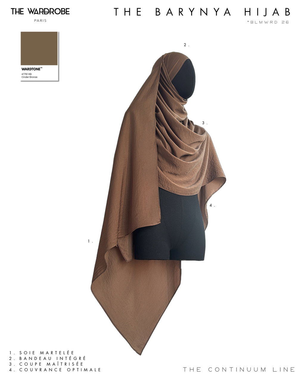 THE BARYNYA HIJAB — Hijab à bandeau intégré à nouer en soie martelée