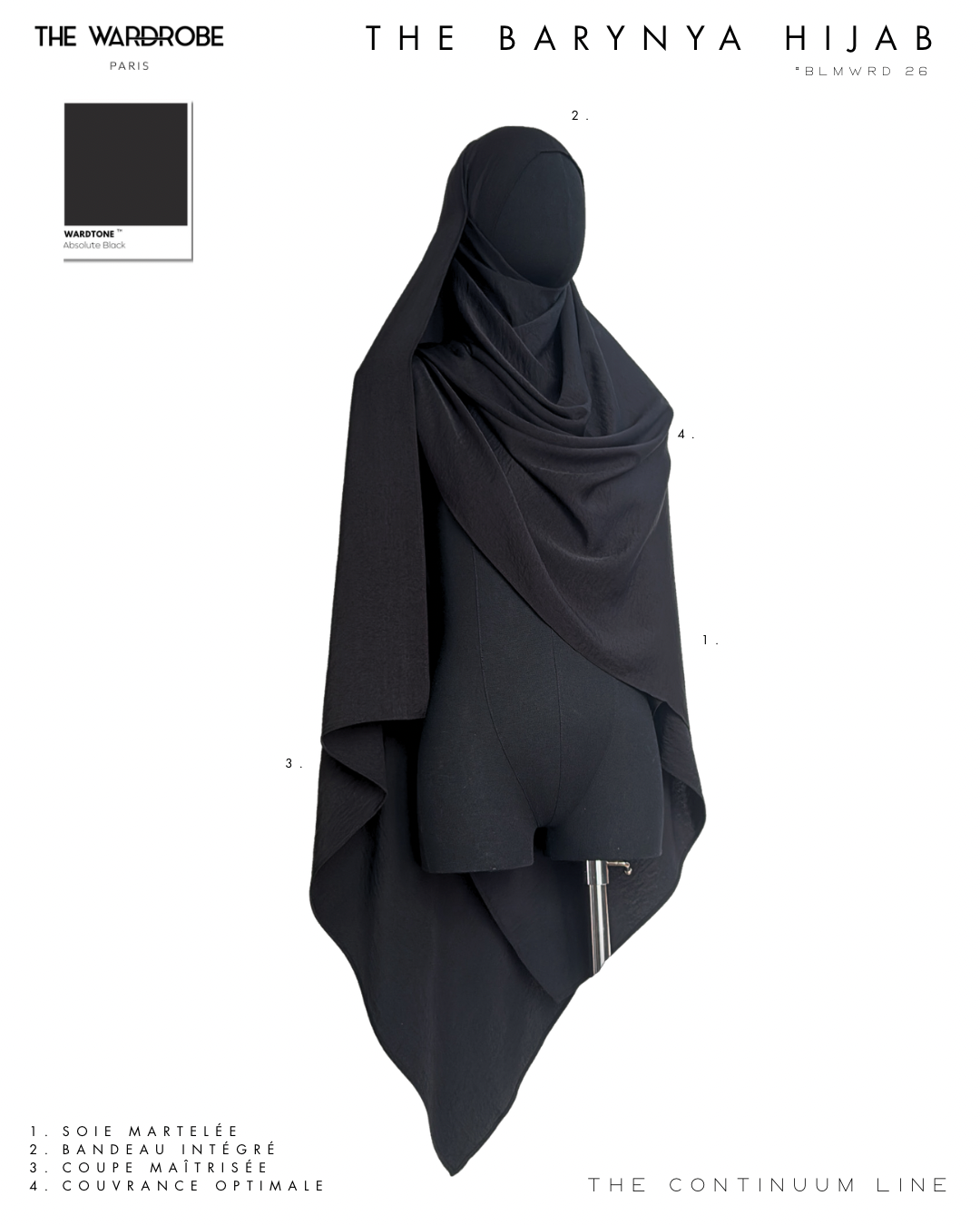 THE BARYNYA HIJAB — Hijab à bandeau intégré à nouer en soie martelée