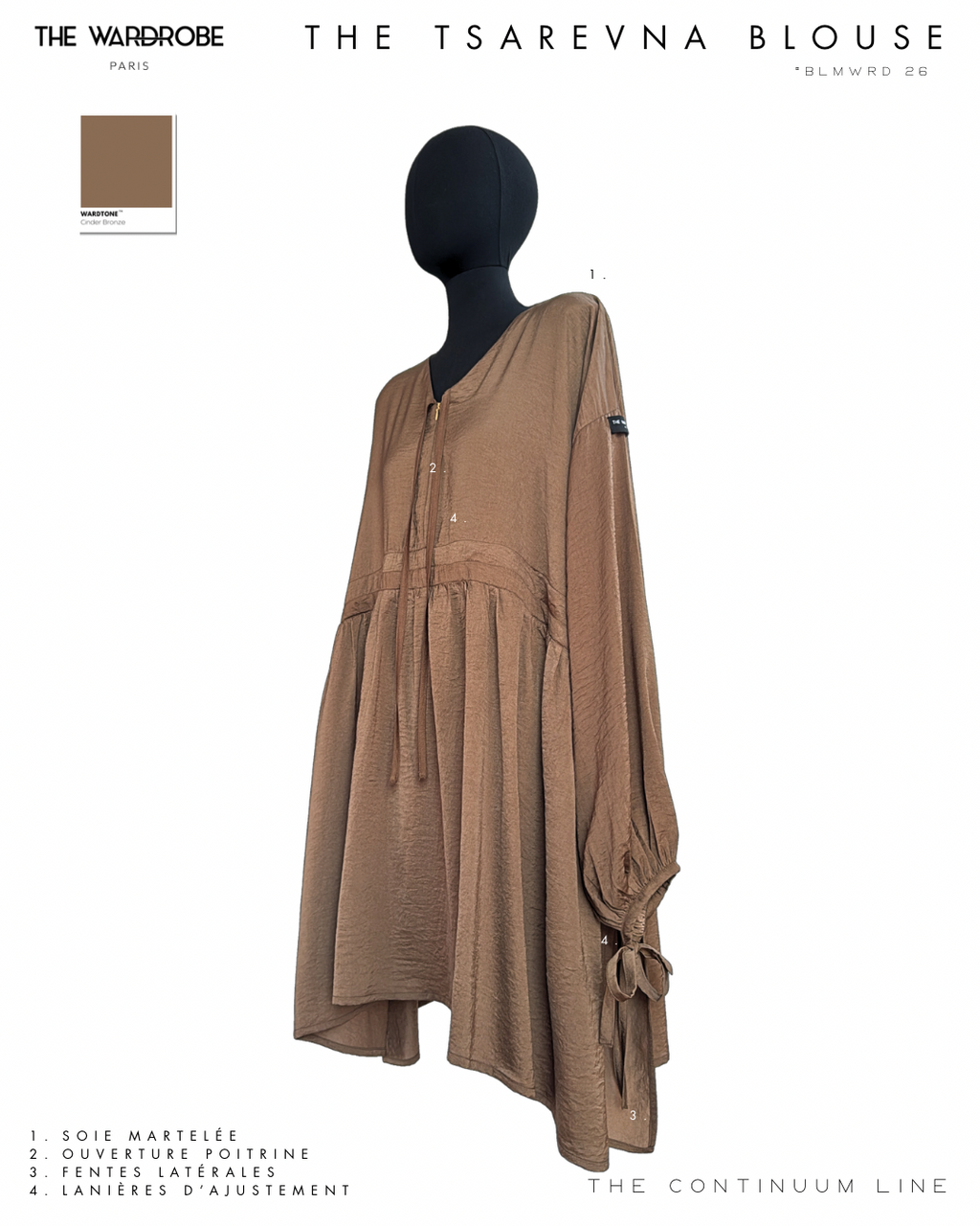 THE TSAREVNA BLOUSE — Blouse ajustable en soie martelée