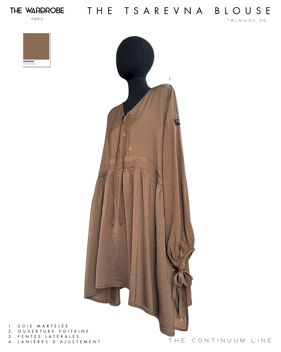 THE TSAREVNA BLOUSE — Blouse ajustable en soie martelée