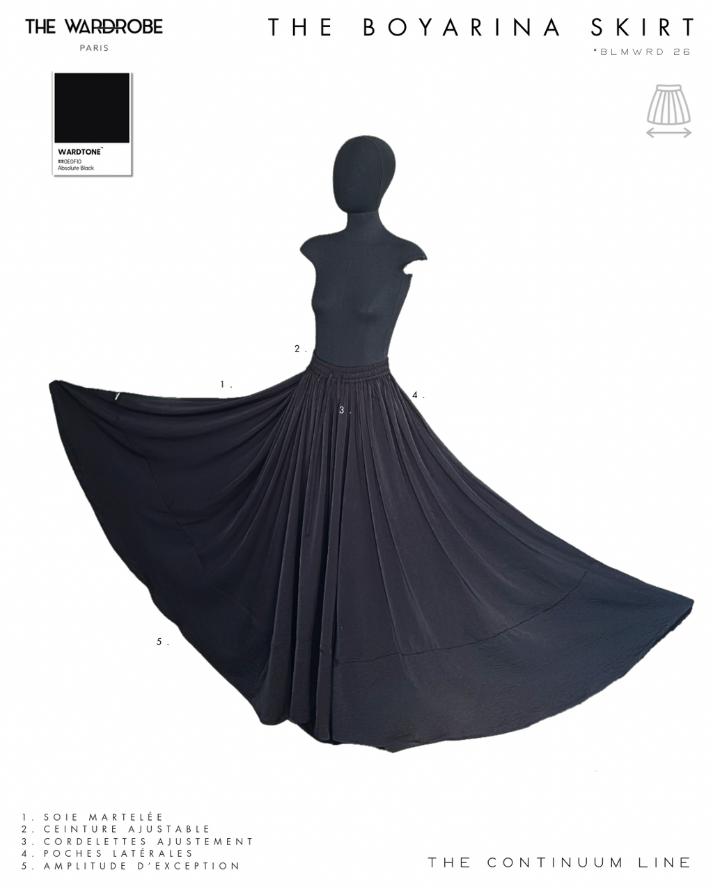 THE BOYARINA SKIRT — Jupe à ampleur exceptionnelle en soie martelée