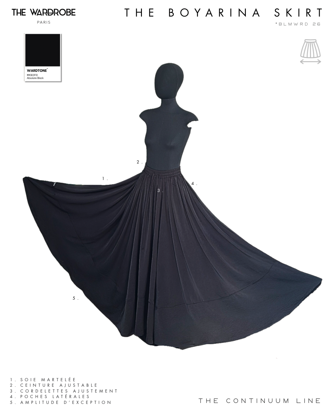 THE BOYARINA SKIRT — Jupe à ampleur exceptionnelle en soie martelée