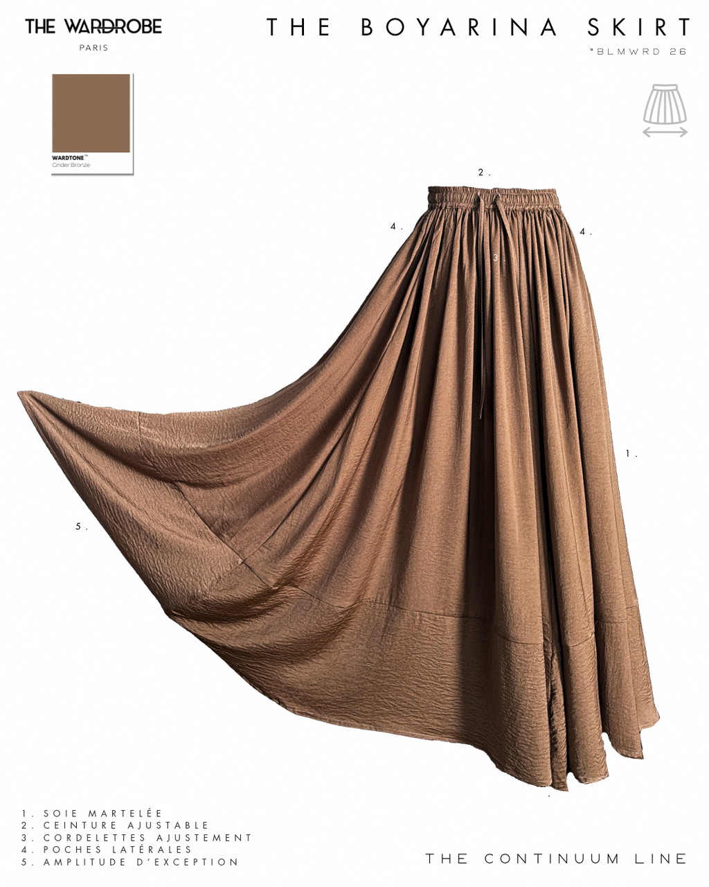 THE BOYARINA SKIRT — Jupe à ampleur exceptionnelle en soie martelée