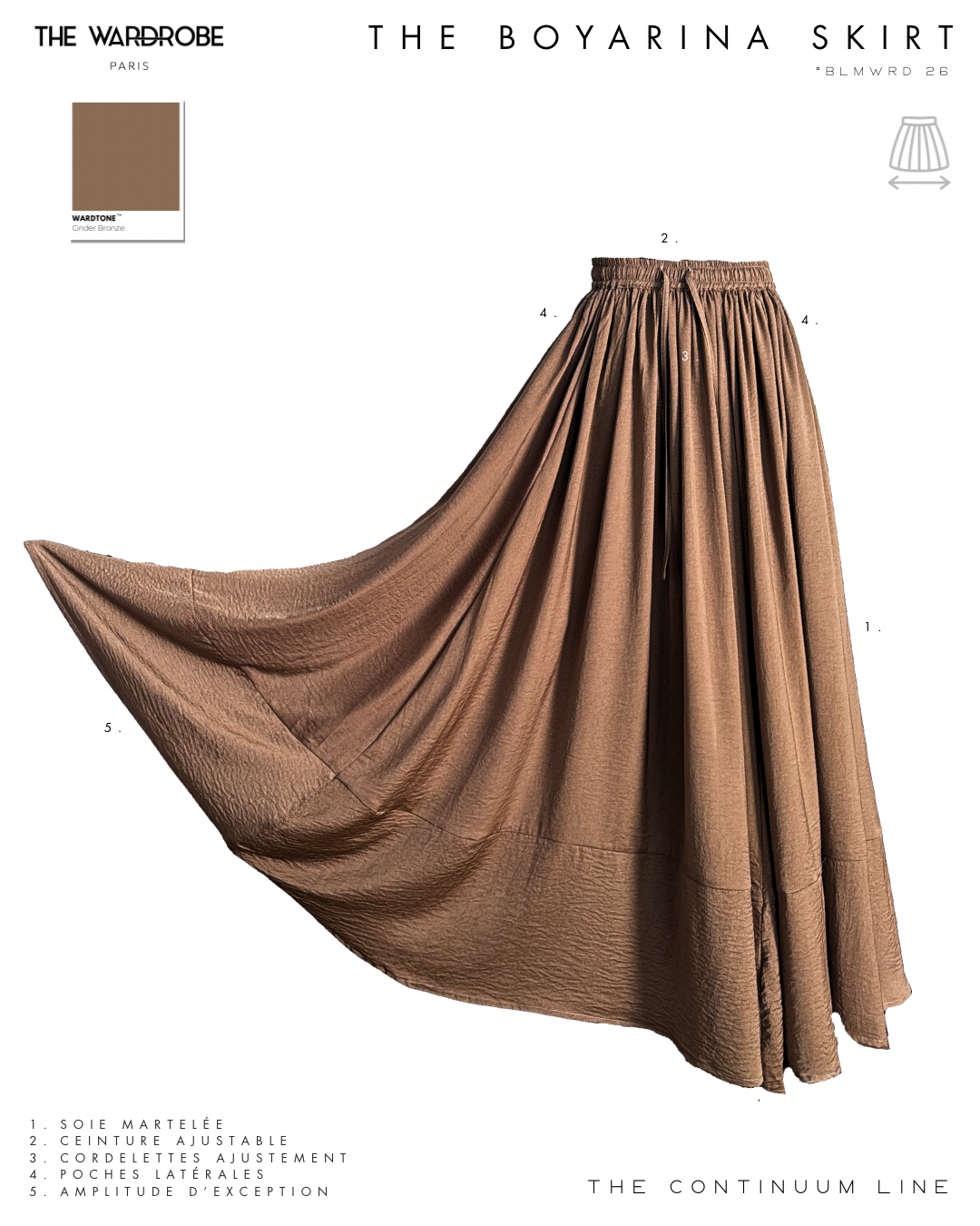 THE BOYARINA SKIRT — Jupe à ampleur exceptionnelle en soie martelée