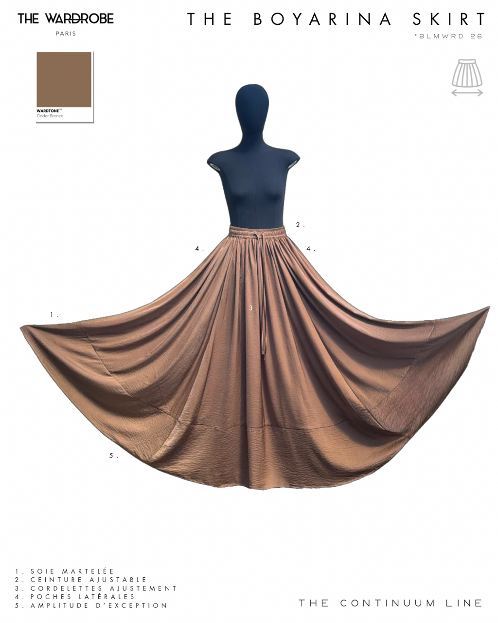THE BOYARINA SKIRT — Jupe à ampleur exceptionnelle en soie martelée