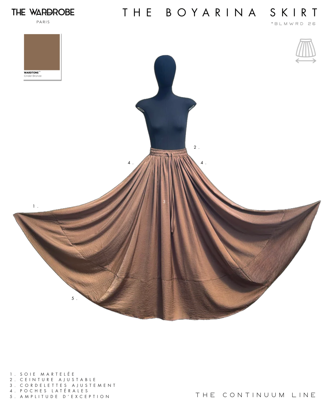 THE BOYARINA SKIRT — Jupe à ampleur exceptionnelle en soie martelée