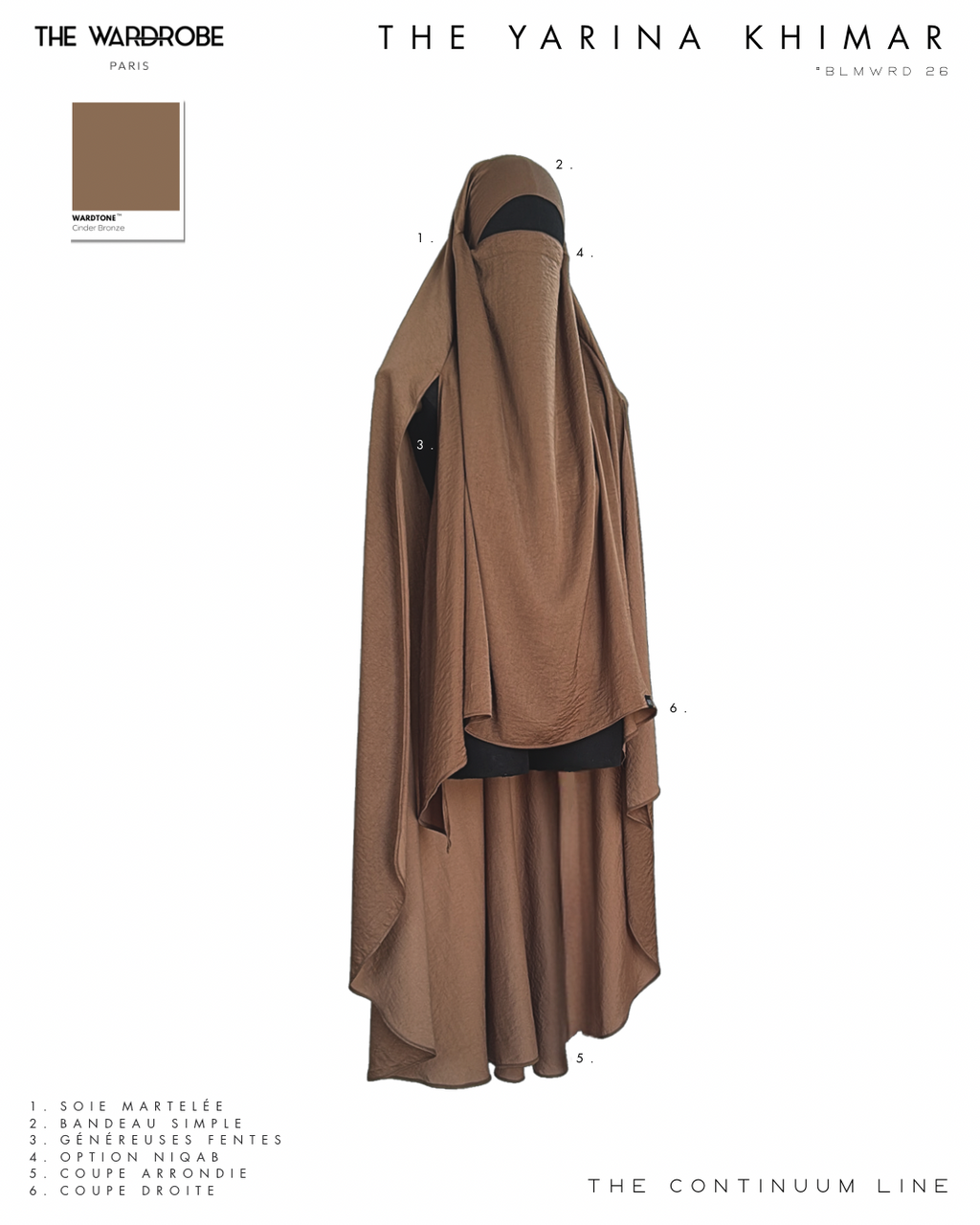 THE YARINA KHIMAR — Khimar à maxi-fentes en soie martelée