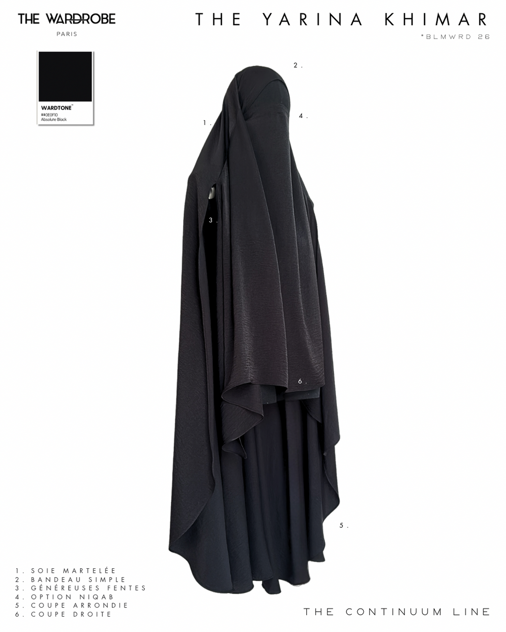 THE YARINA KHIMAR — Khimar à maxi-fentes en soie martelée