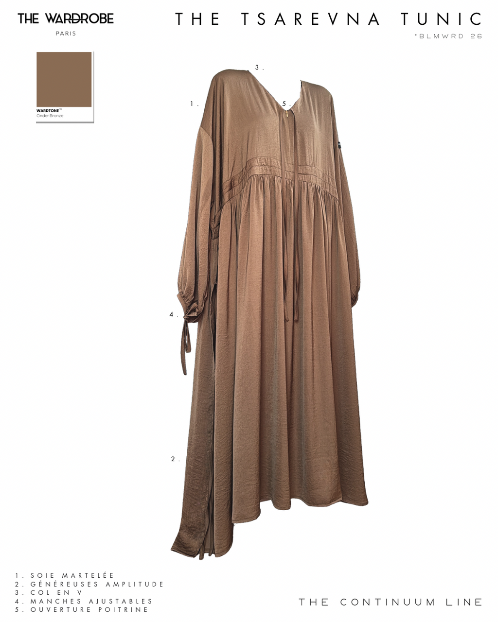 THE TSAREVNA TUNIC — Tunique longue ajustable en soie martelée