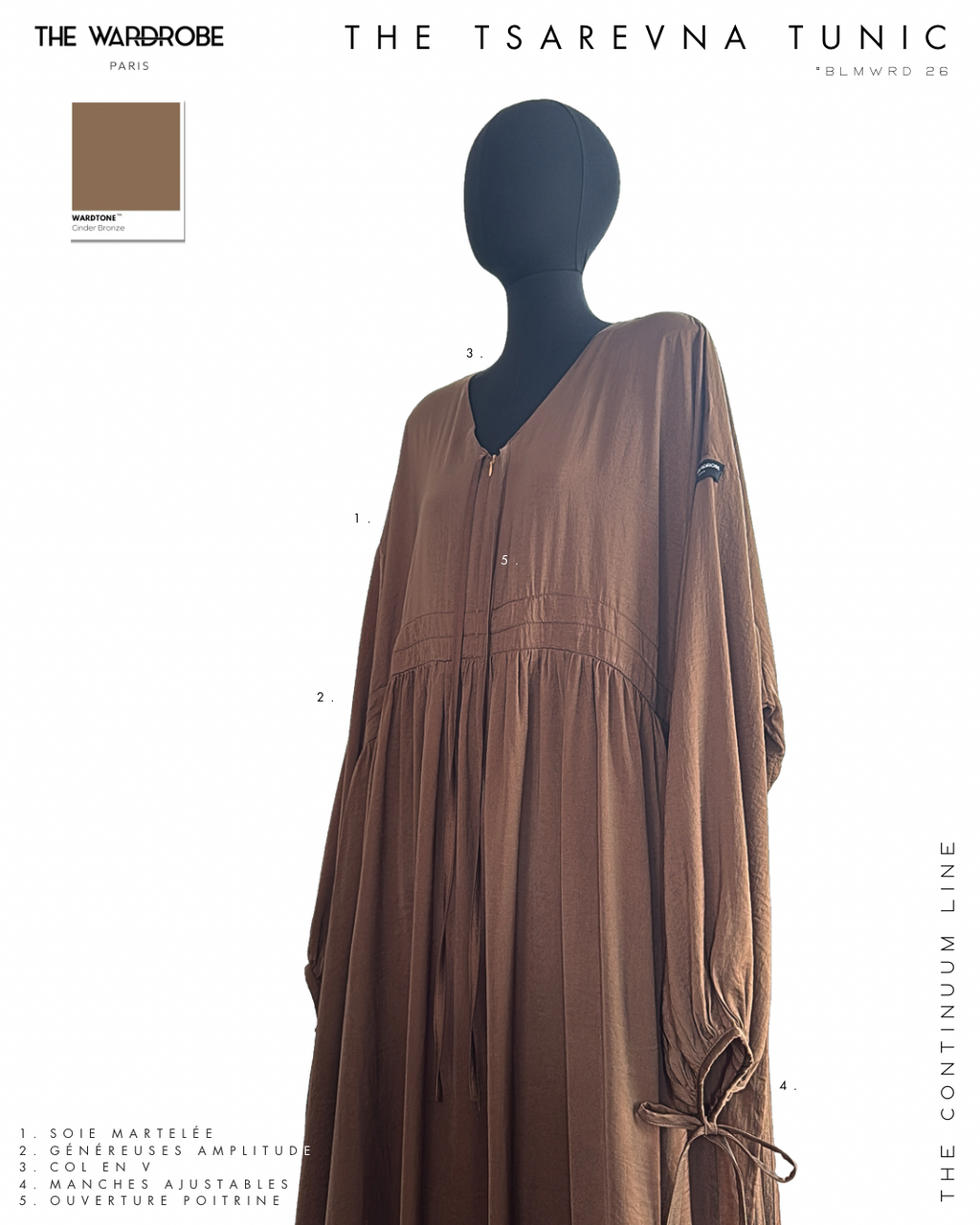 THE TSAREVNA TUNIC — Tunique longue ajustable en soie martelée