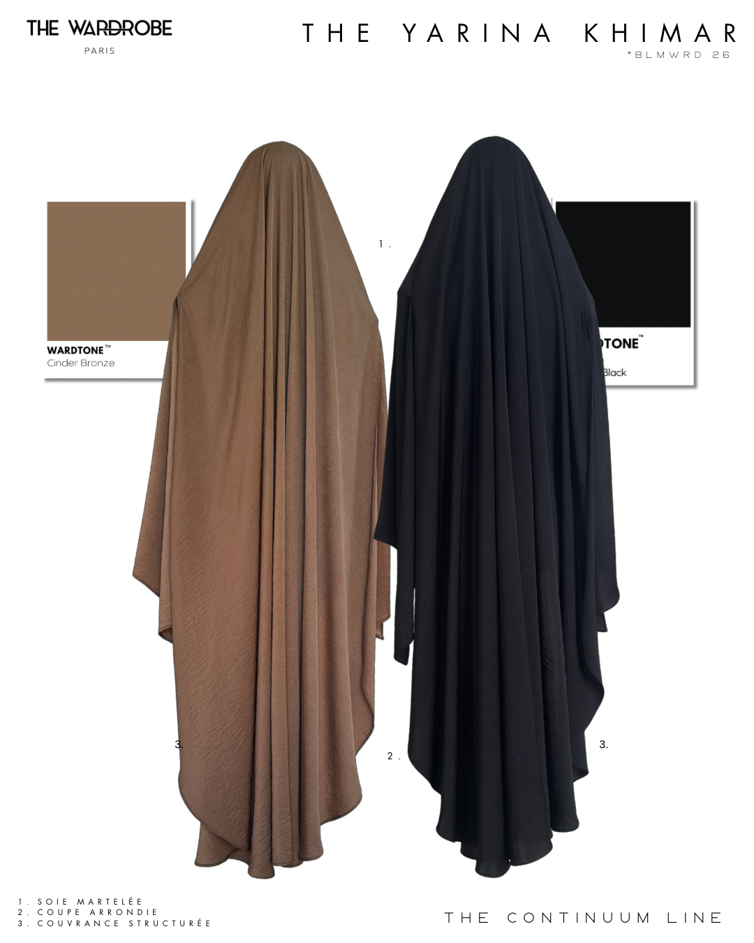 THE YARINA KHIMAR — Khimar à maxi-fentes en soie martelée
