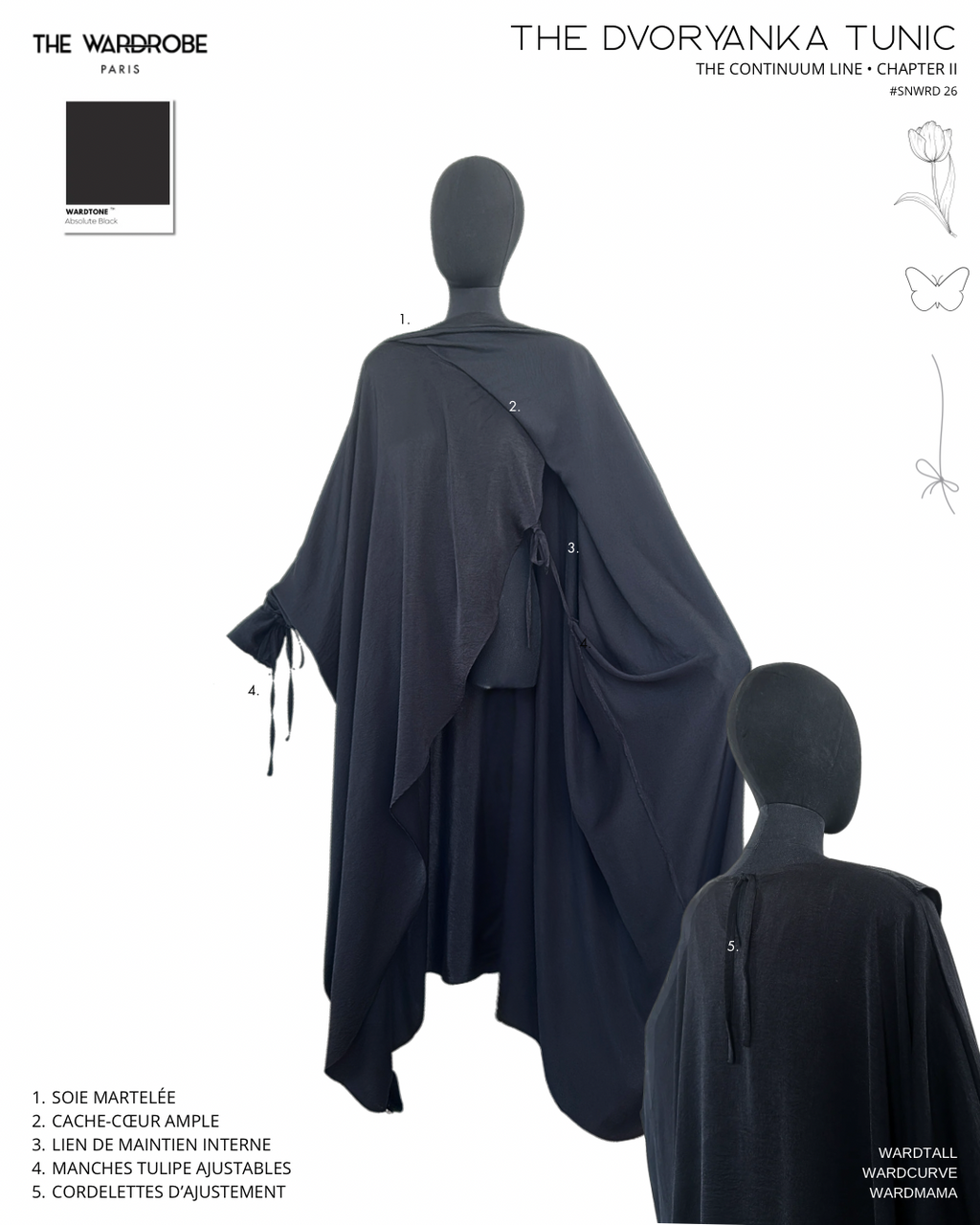 THE DVORYANKA TUNIC — Tunique cache-cœur ample en soie martelée