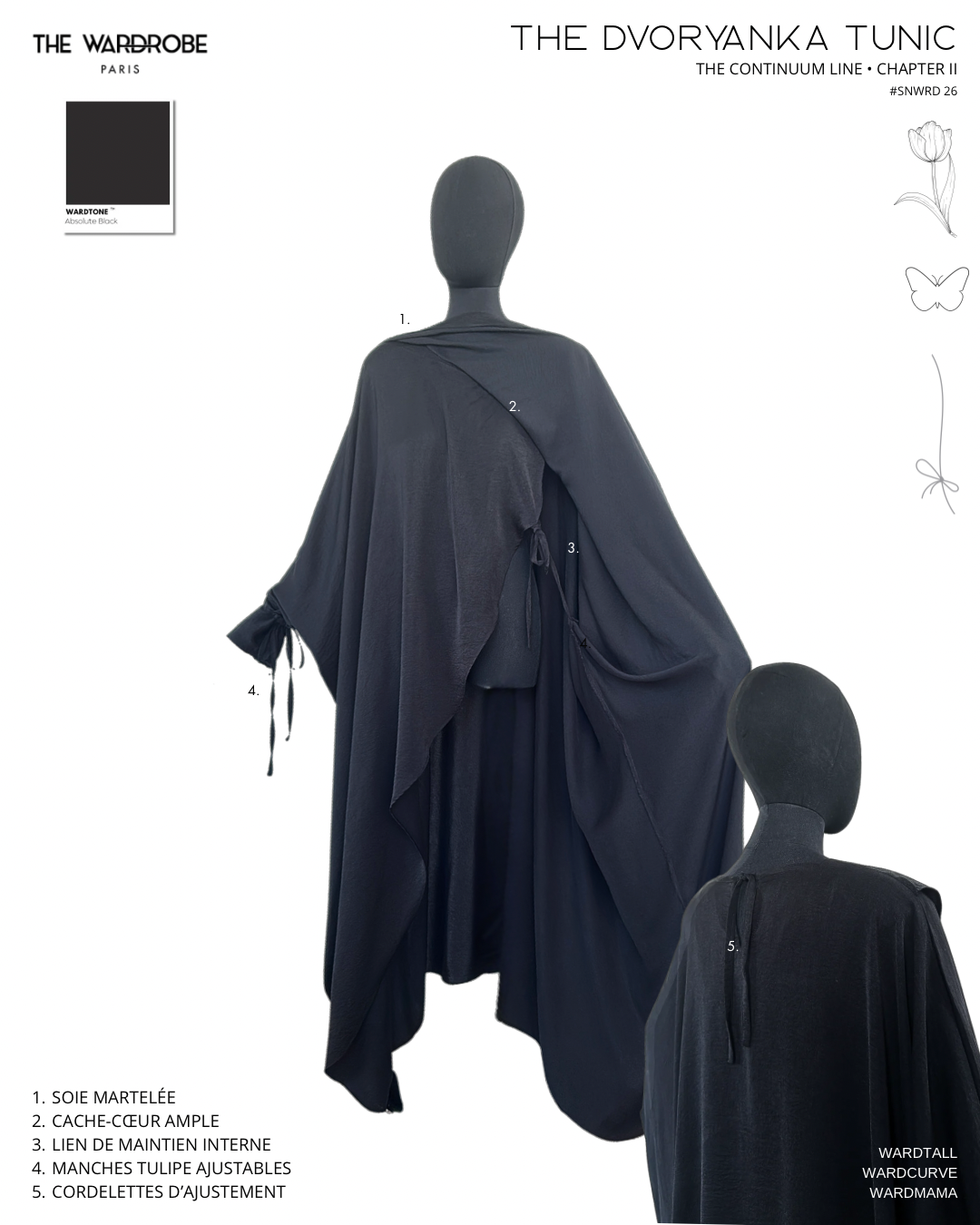 THE DVORYANKA TUNIC — Tunique cache-cœur ample en soie martelée