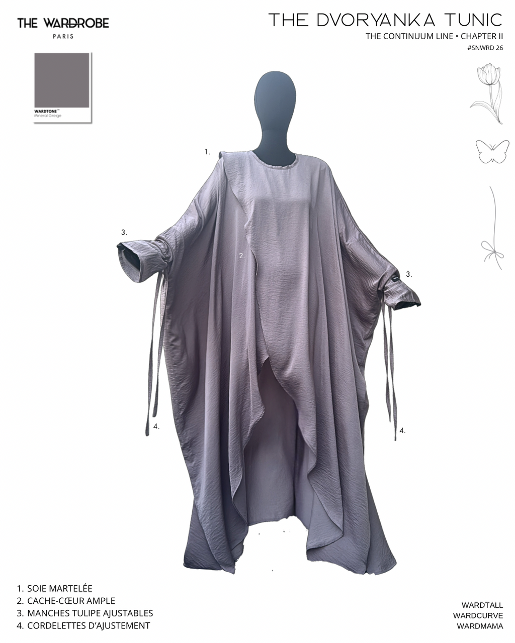 THE DVORYANKA TUNIC — Tunique cache-cœur ample en soie martelée