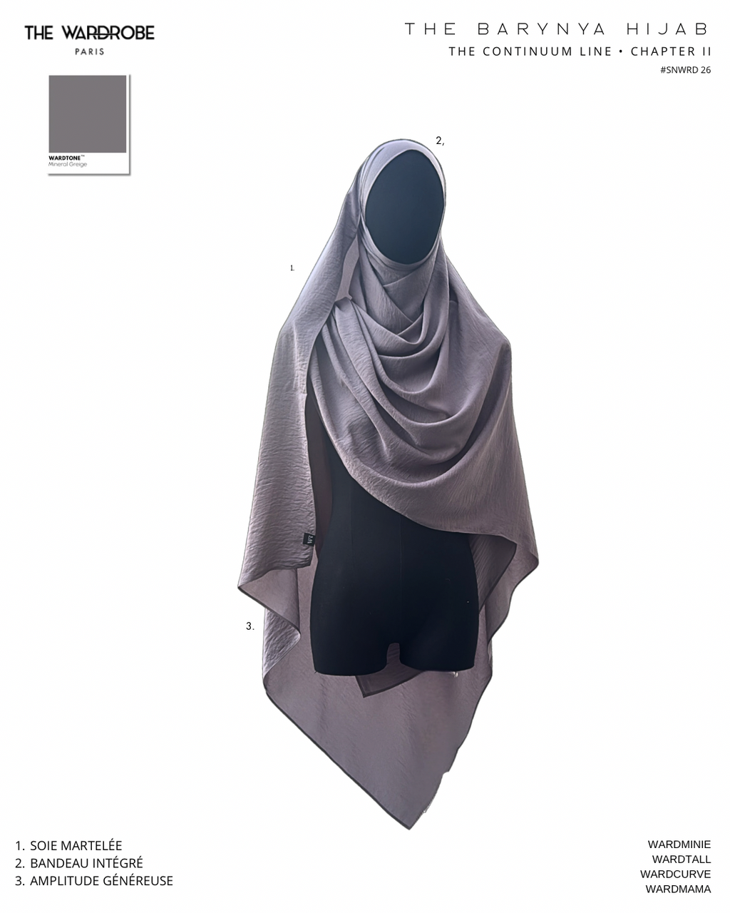 THE BARYNYA HIJAB — Hijab à bandeau intégré à nouer en soie martelée