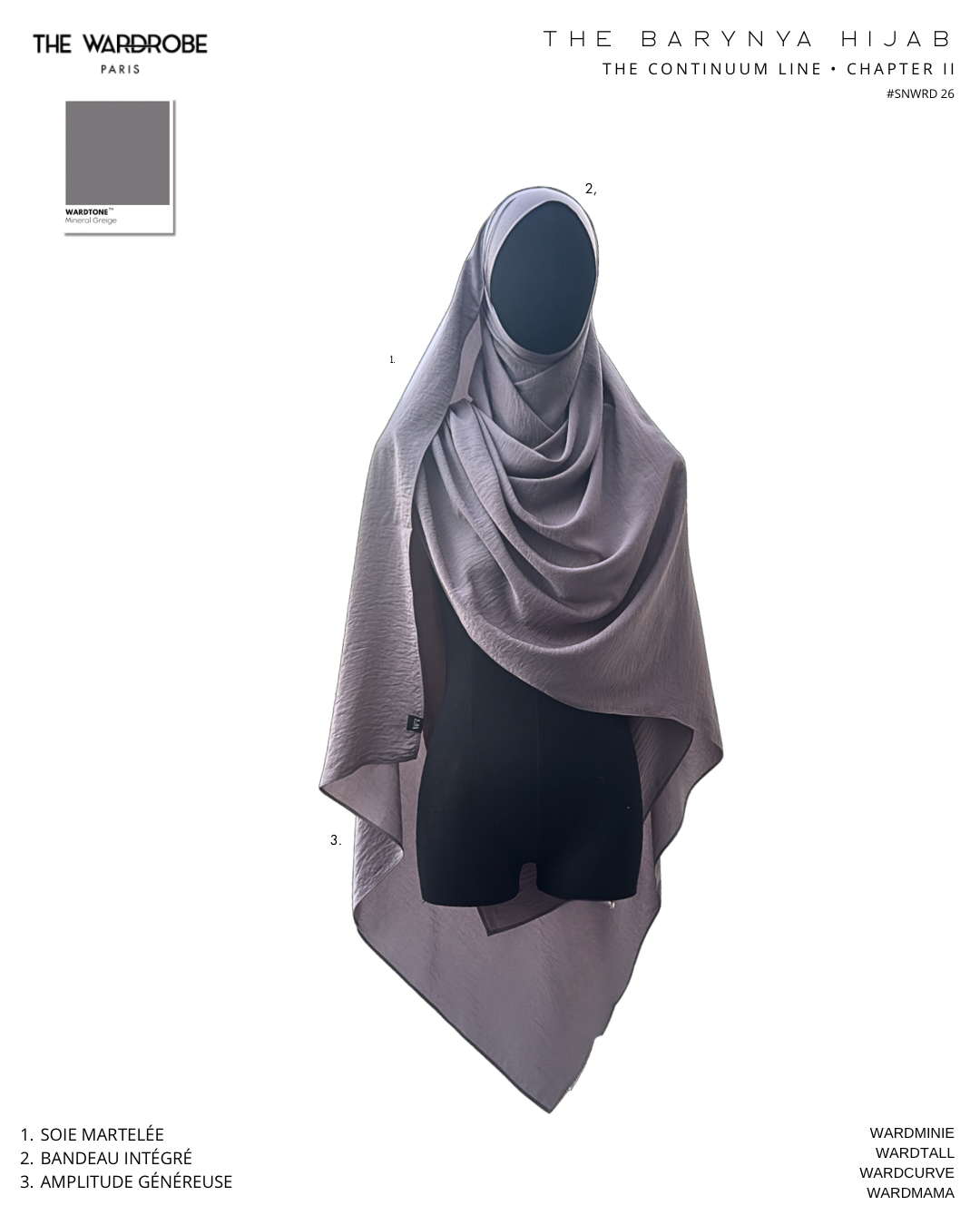 THE BARYNYA HIJAB — Hijab à bandeau intégré à nouer en soie martelée