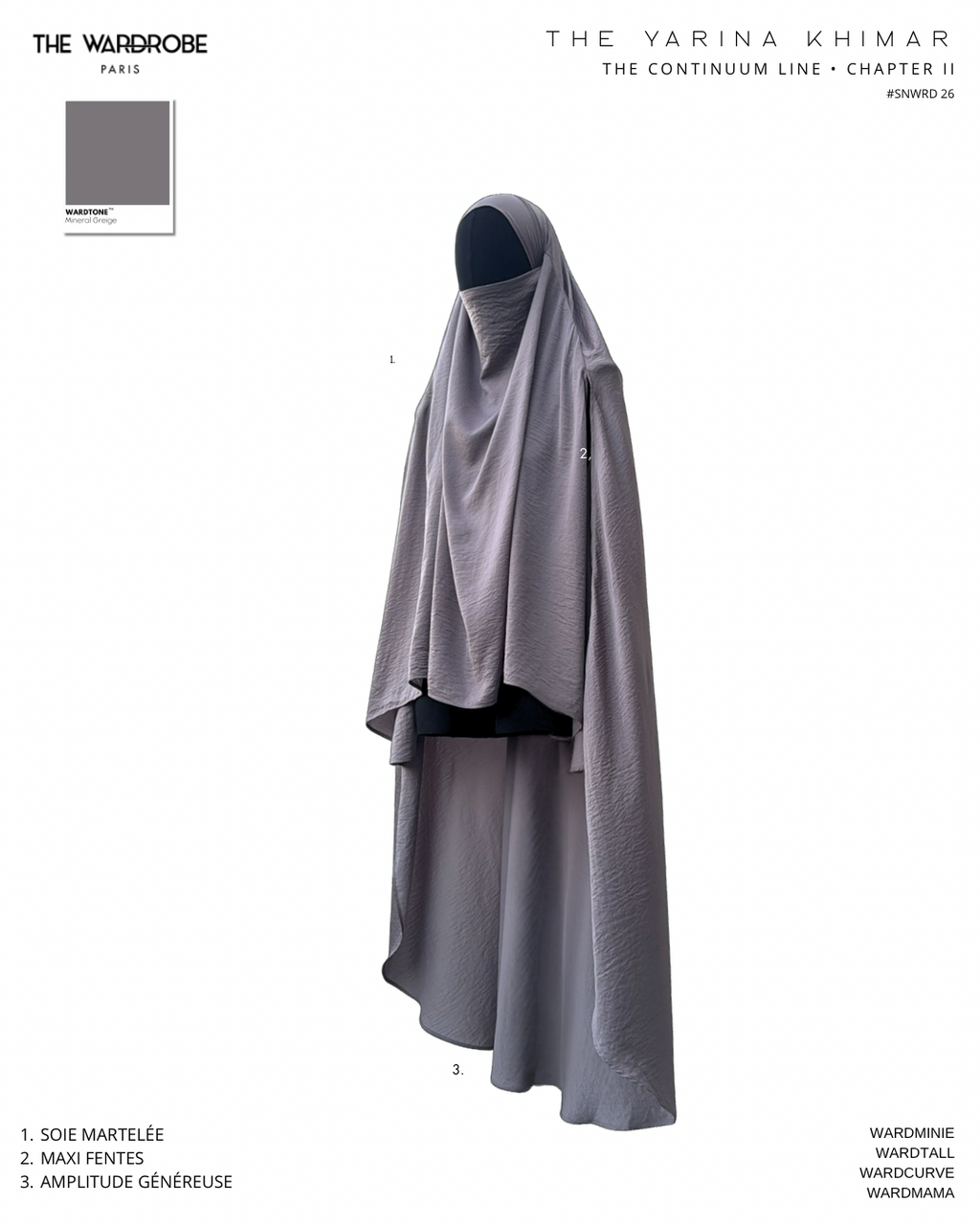 THE YARINA KHIMAR — Khimar à maxi-fentes en soie martelée