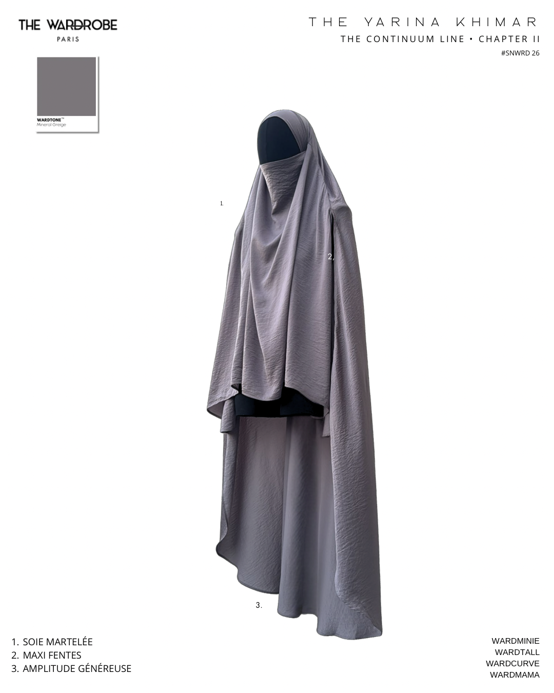 THE YARINA KHIMAR — Khimar à maxi-fentes en soie martelée