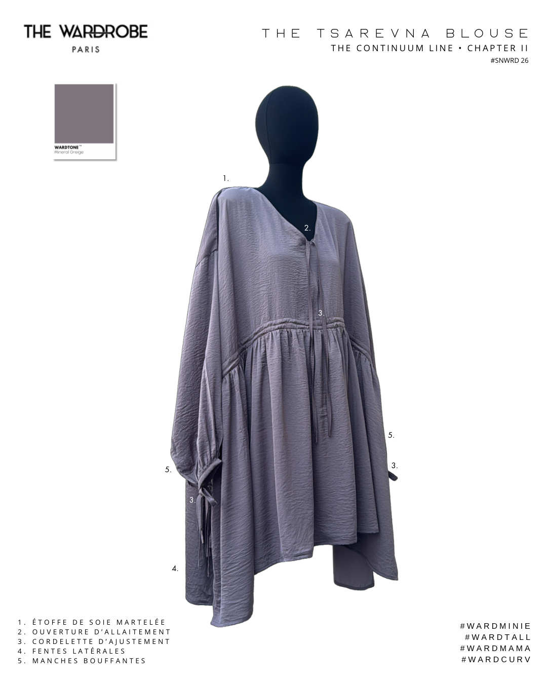 THE TSAREVNA BLOUSE — Blouse ajustable en soie martelée