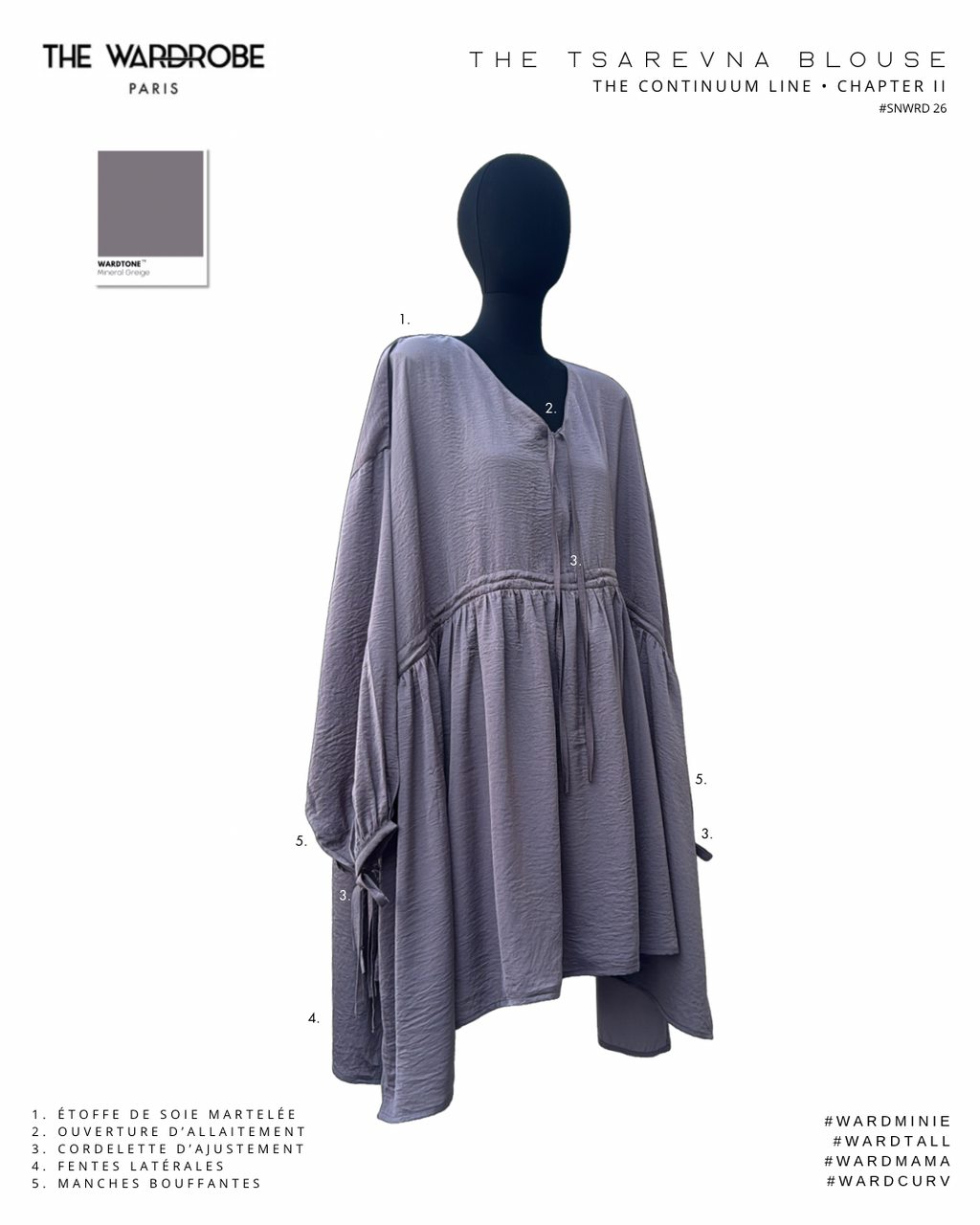 THE TSAREVNA BLOUSE — Blouse ajustable en soie martelée