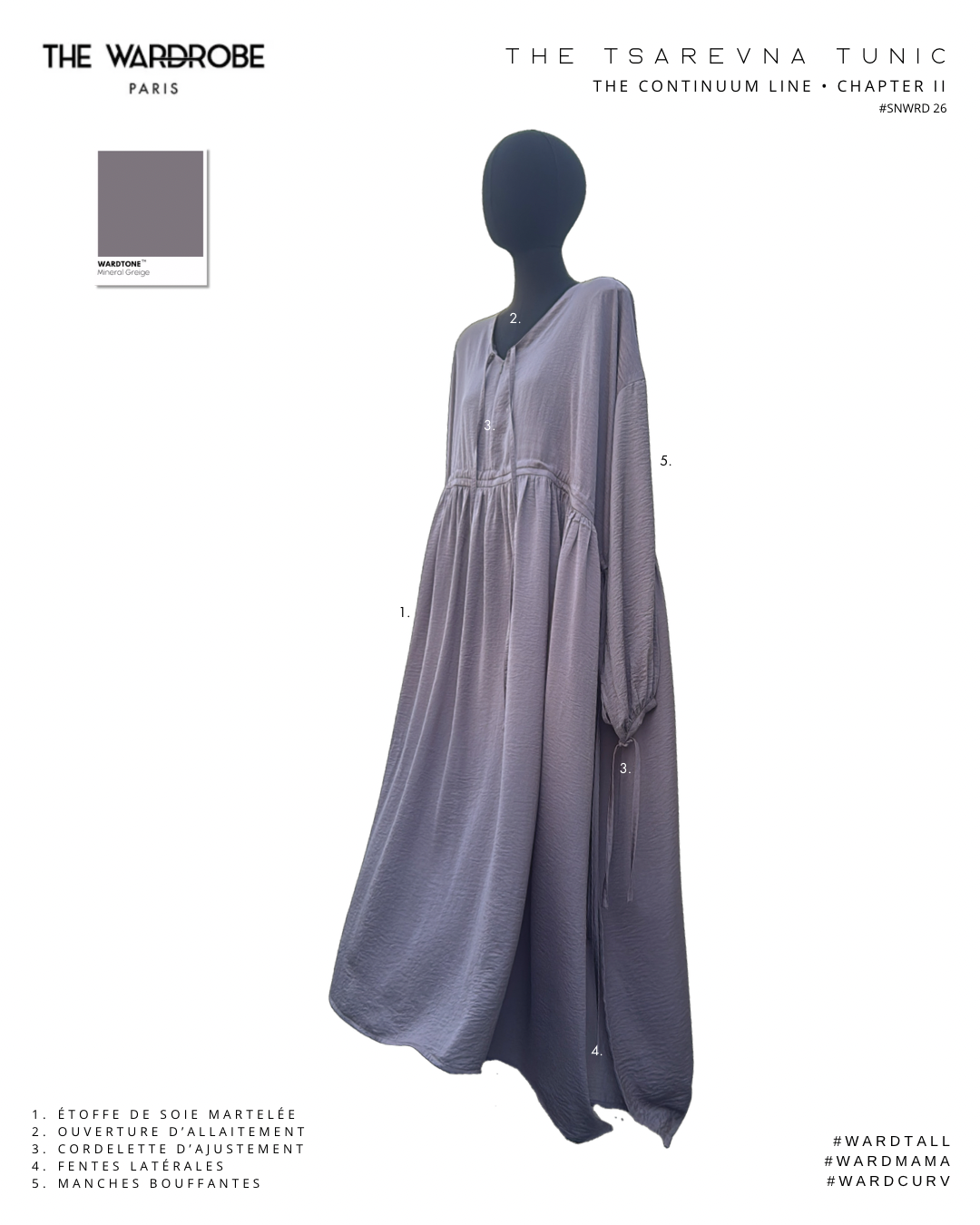 THE TSAREVNA TUNIC — Tunique longue ajustable en soie martelée