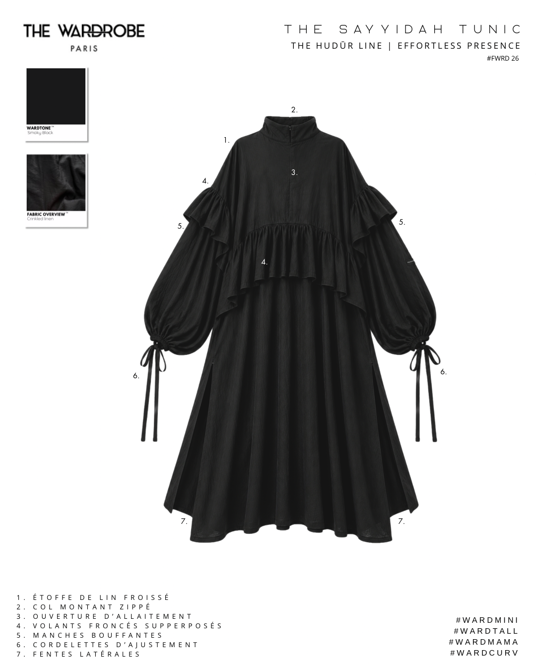THE SAYYIDAH TUNIC — Tunique à col montant et volants froncés