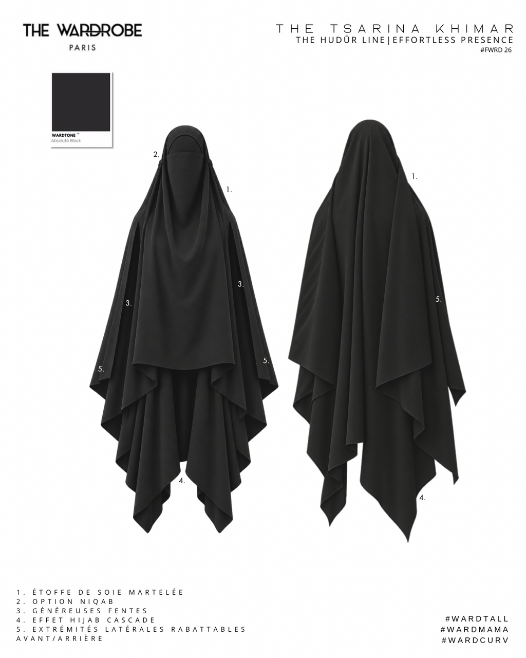 THE TSARINA KHIMAR — Khimar double pointe en soie martelée (pré-commande 15jours)