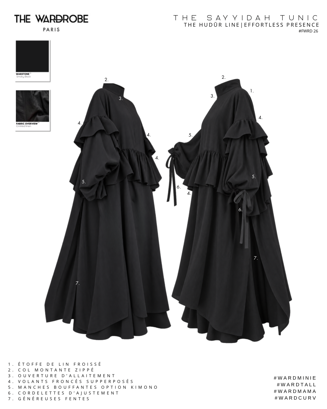 THE SAYYIDAH TUNIC — Tunique à col montant et volants froncés