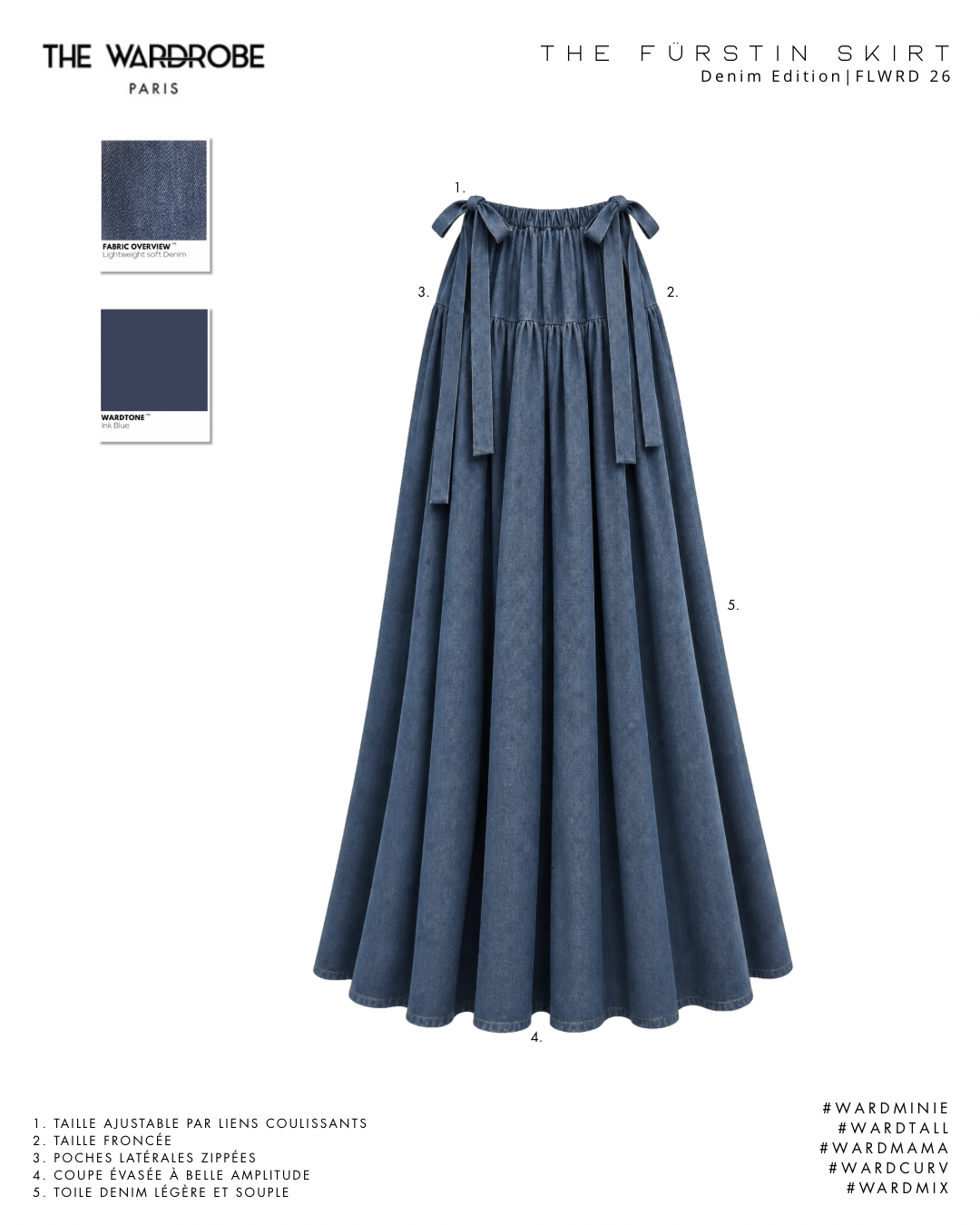 THE FÜRSTIN SKIRT | Denim Edition — Jupe ajustable, évasée en denim souple