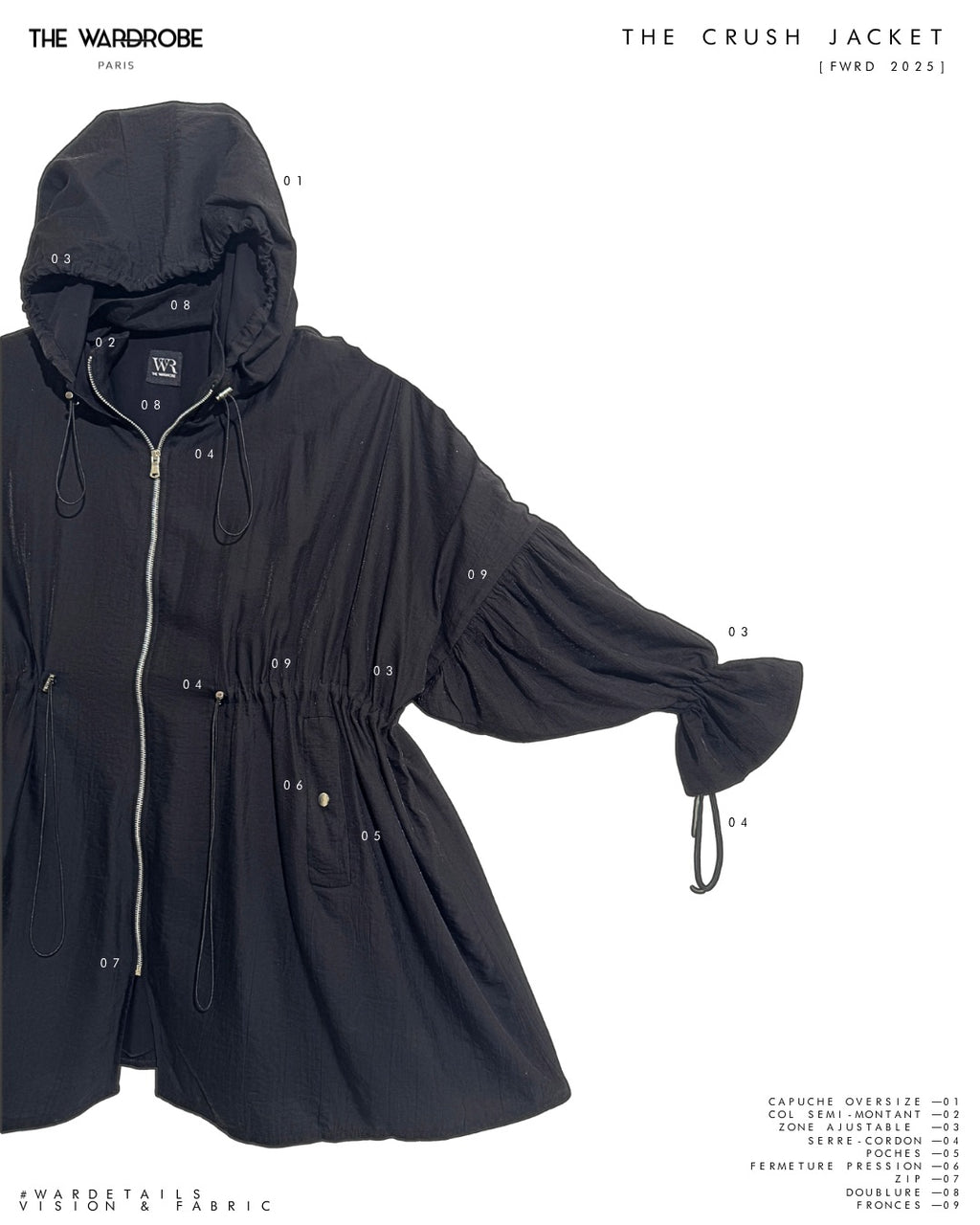 THE CRUSH JACKET — Veste-tunique hybride ajustable en lin froissé
