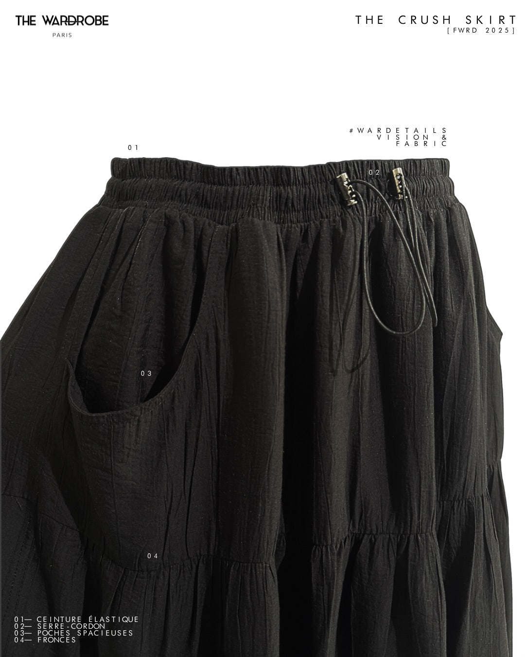 THE CRUSH SKIRT — Maxi jupe fluide à fronces